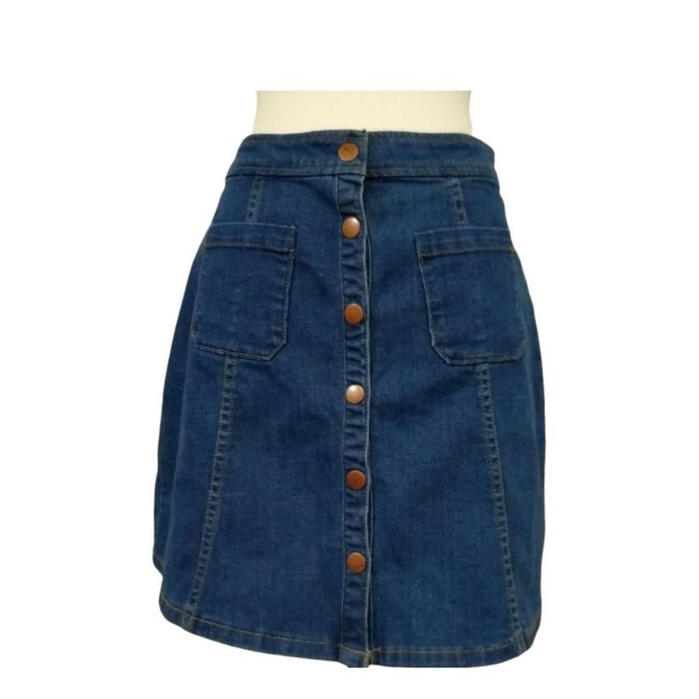 Alya Denim Snap Button Up Skirt